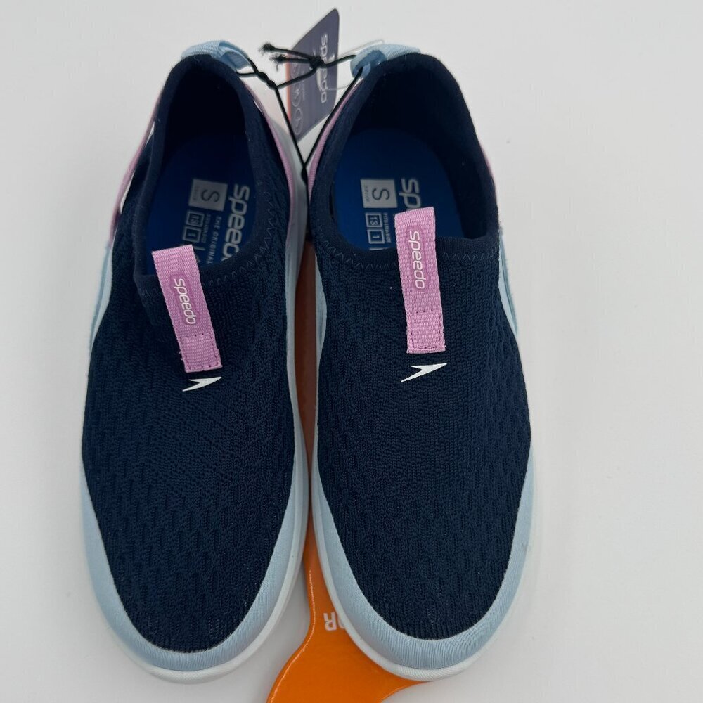 NWT Speedo Pull On Navy and Pink Water Shoes Size 13 - 1 (Juniors)